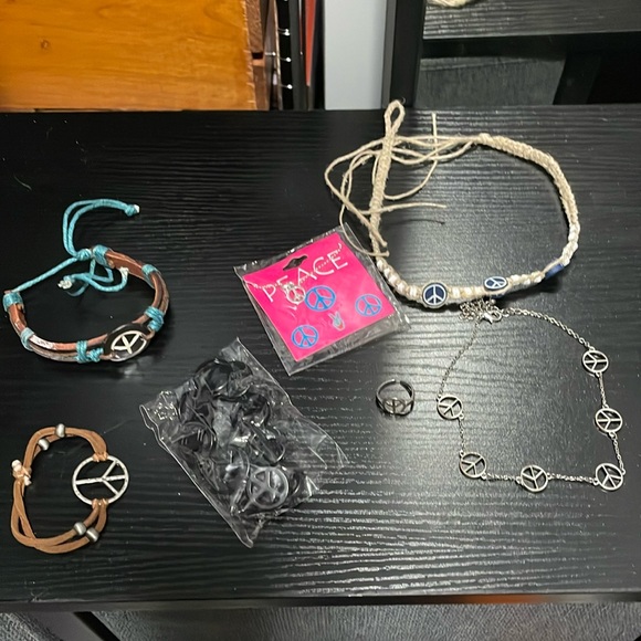 Accessories - 3 peace sign bracelets 3 necklaces and 1 ring all peace signs